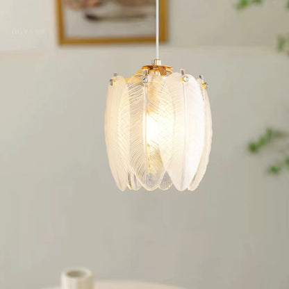 Retro Creative Feather Glass Pendant Lamp