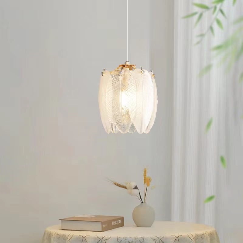 Retro Creative Feather Glass Pendant Lamp