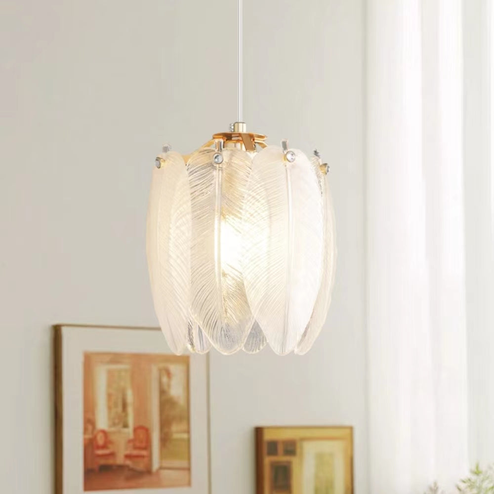 Retro Creative Feather Glass Pendant Lamp