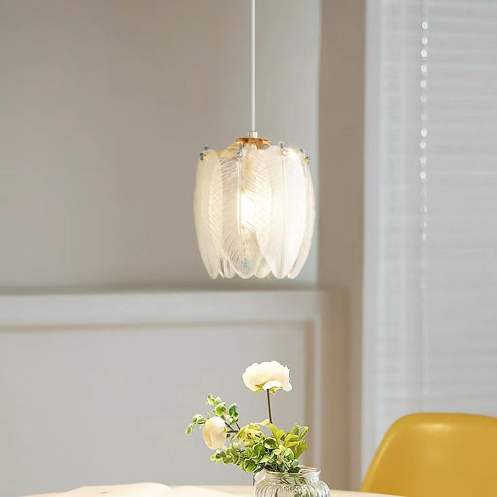 Retro Creative Feather Glass Pendant Lamp