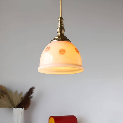 Retro Dome Pink Glass Pendant Light