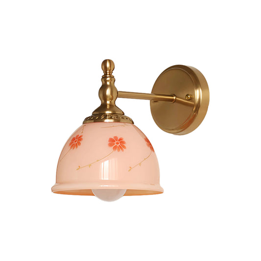 Retro Dome Pink Glass Wall Light