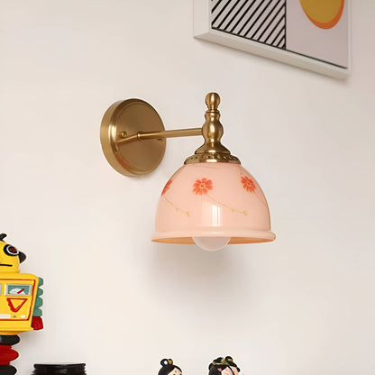 Retro Dome Pink Glass Wall Light