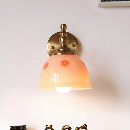 Retro Dome Pink Glass Wall Light