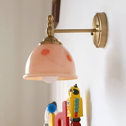 Retro Dome Pink Glass Wall Light