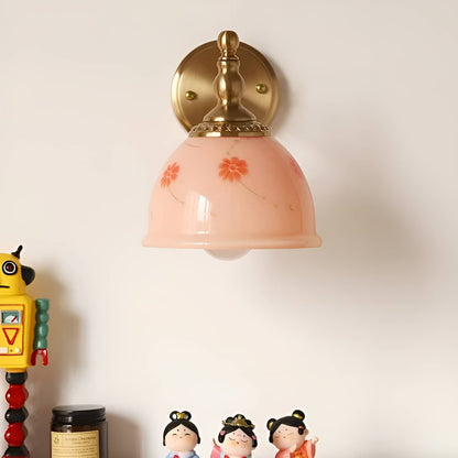 Retro Dome Pink Glass Wall Light