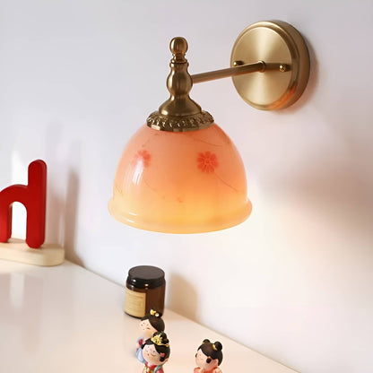 Retro Dome Pink Glass Wall Light