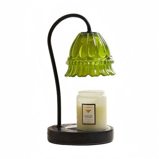 Retro Green Glass Candle Warmer Lamp