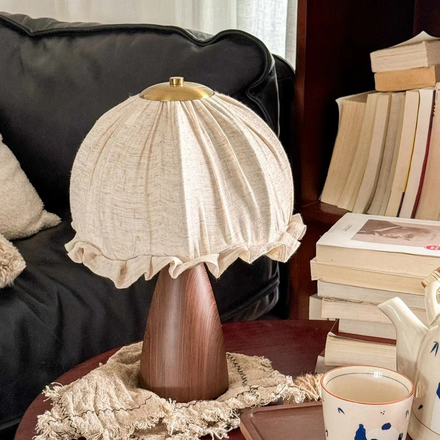 Retro Rustic Walnut Ceramic Table Lamp