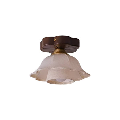 Retro Style Fabric White Flower Ceiling Light