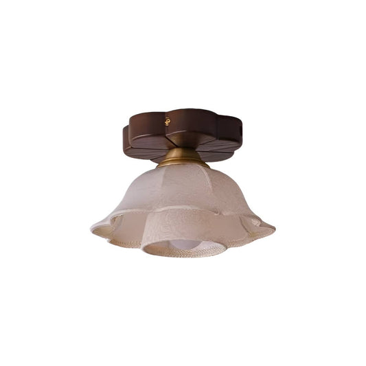 Retro Style Fabric White Flower Ceiling Light