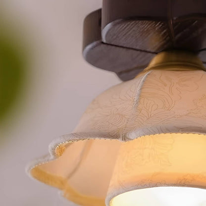 Retro Style Fabric White Flower Ceiling Light