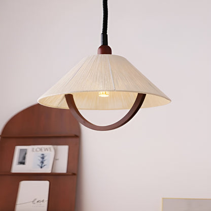 Rustic Cone Wooden Adjustable Pendant Lamp