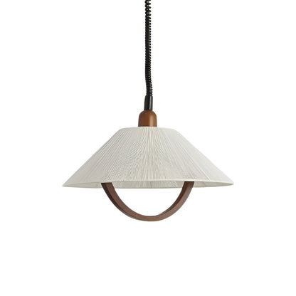 Rustic Cone Wooden Adjustable Pendant Lamp