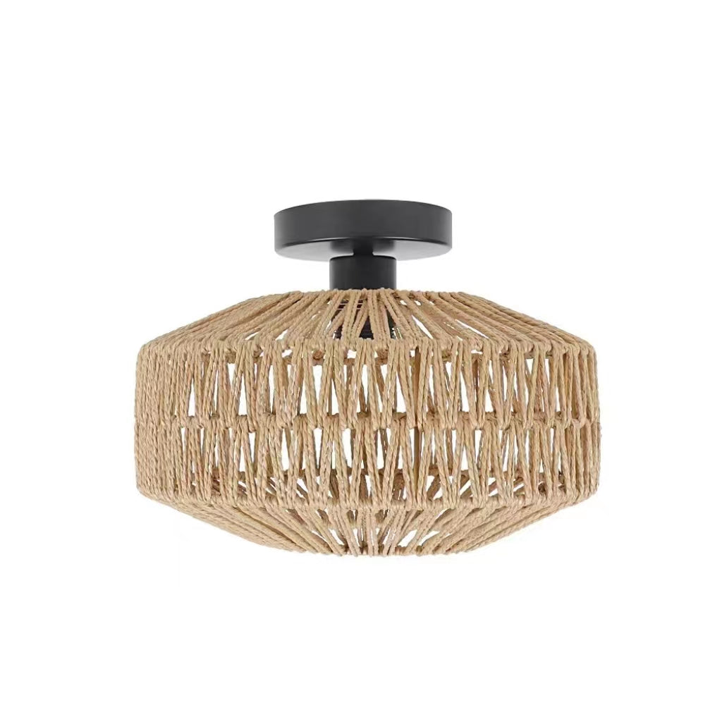 Rustic Minimalist Woven Rattan Ceiling Light