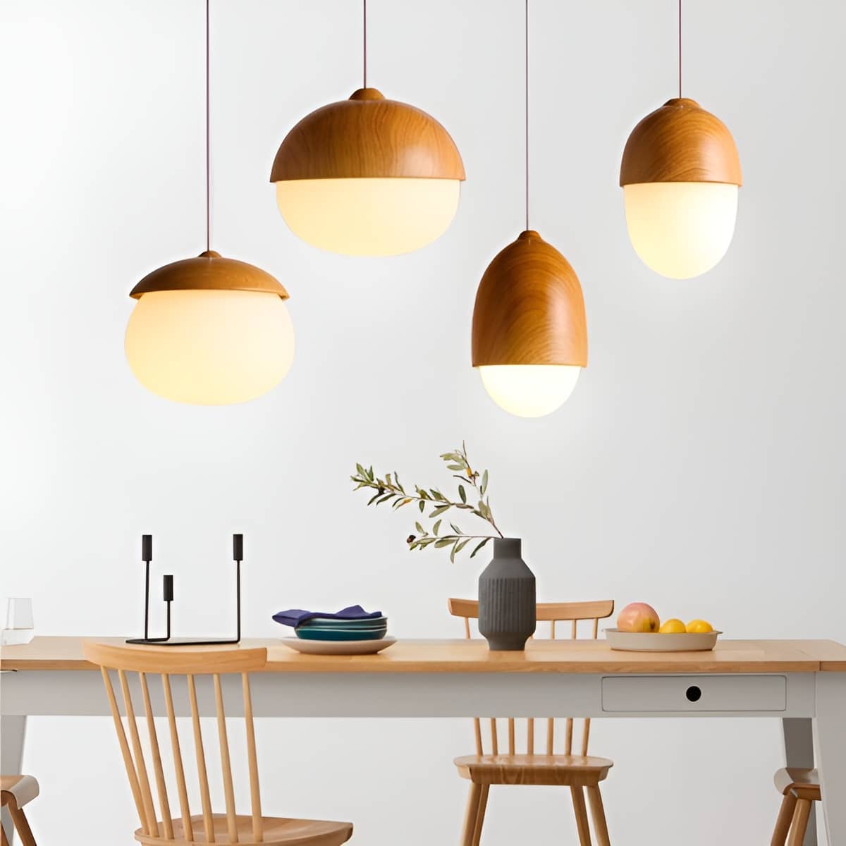 Rustic Nut Shaped Glass Pendant Light for Dining Room