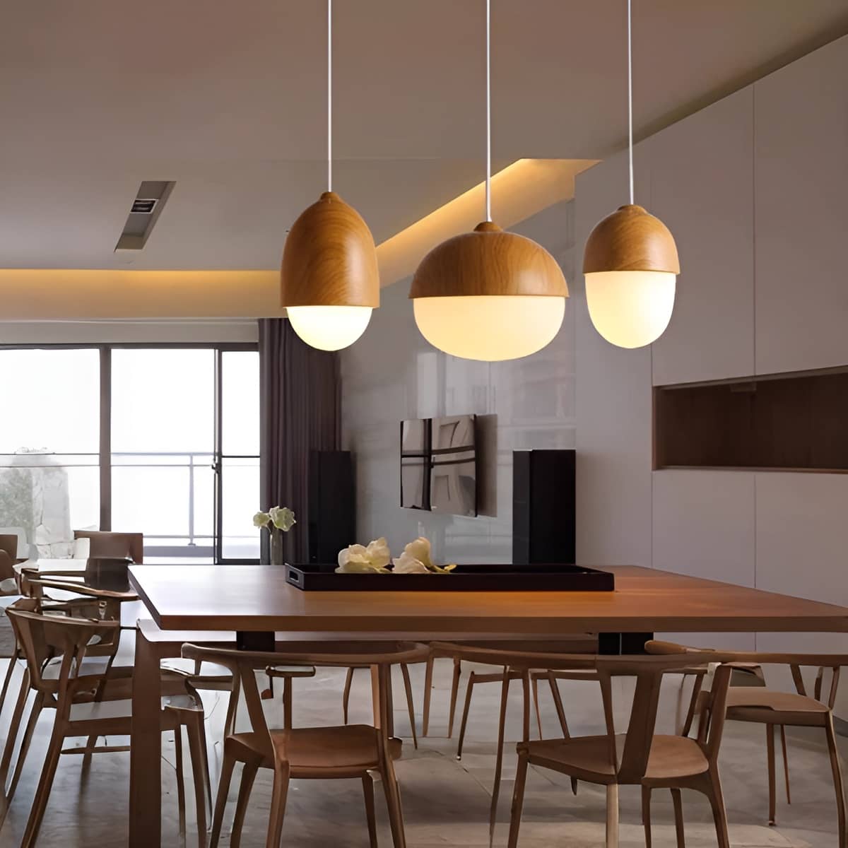 Rustic Nut Shaped Glass Pendant Light for Dining Room