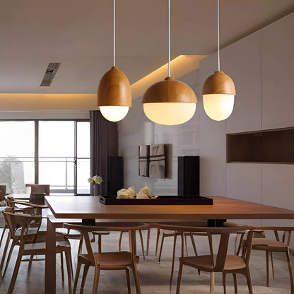Rustic Nut Shaped Glass Pendant Light for Dining Room