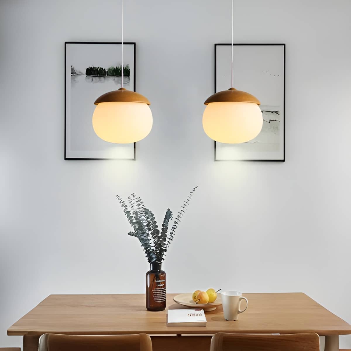 Rustic Nut Shaped Glass Pendant Light for Dining Room