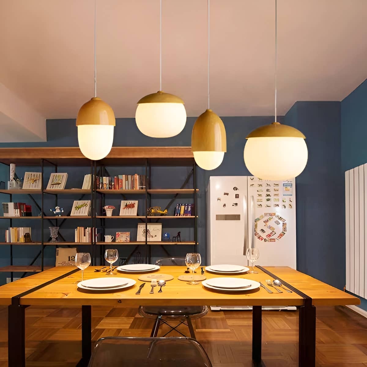 Rustic Nut Shaped Glass Pendant Light for Dining Room