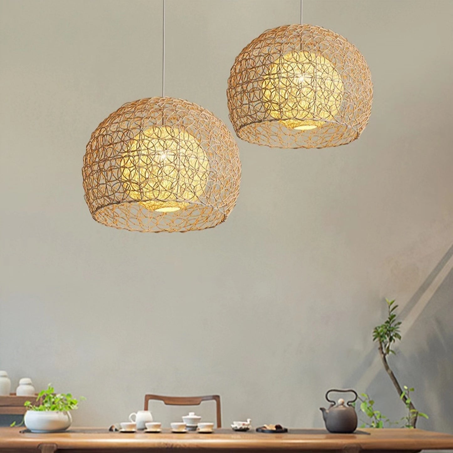 Rustic Weaving Rattan Pendant Lamp