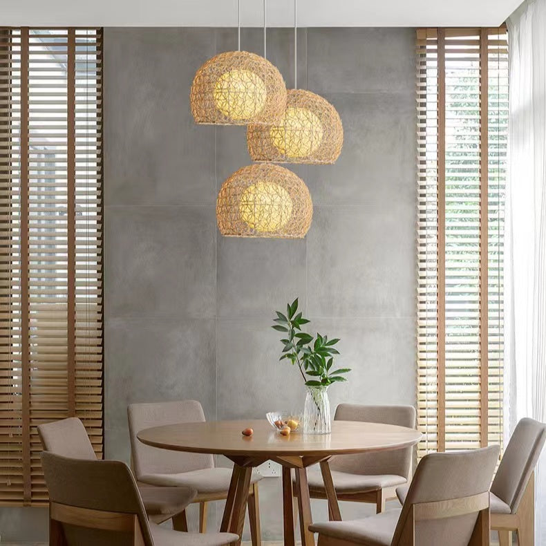 Rustic Weaving Rattan Pendant Lamp