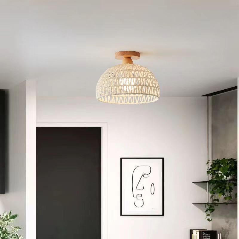 Rustic Weaving Rattan Ceiling Lamp