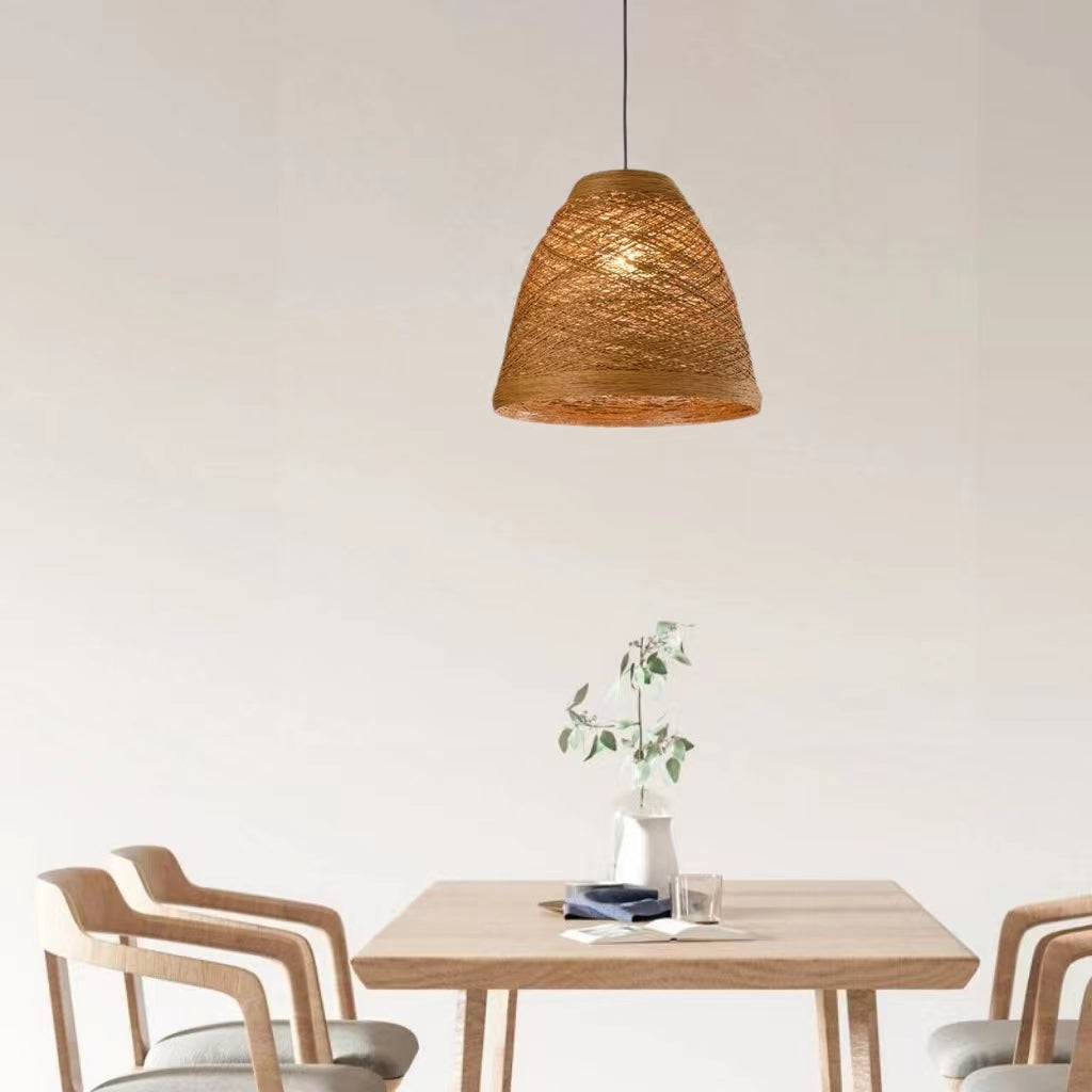 Rustic Woven Rattan Pendant Lamp