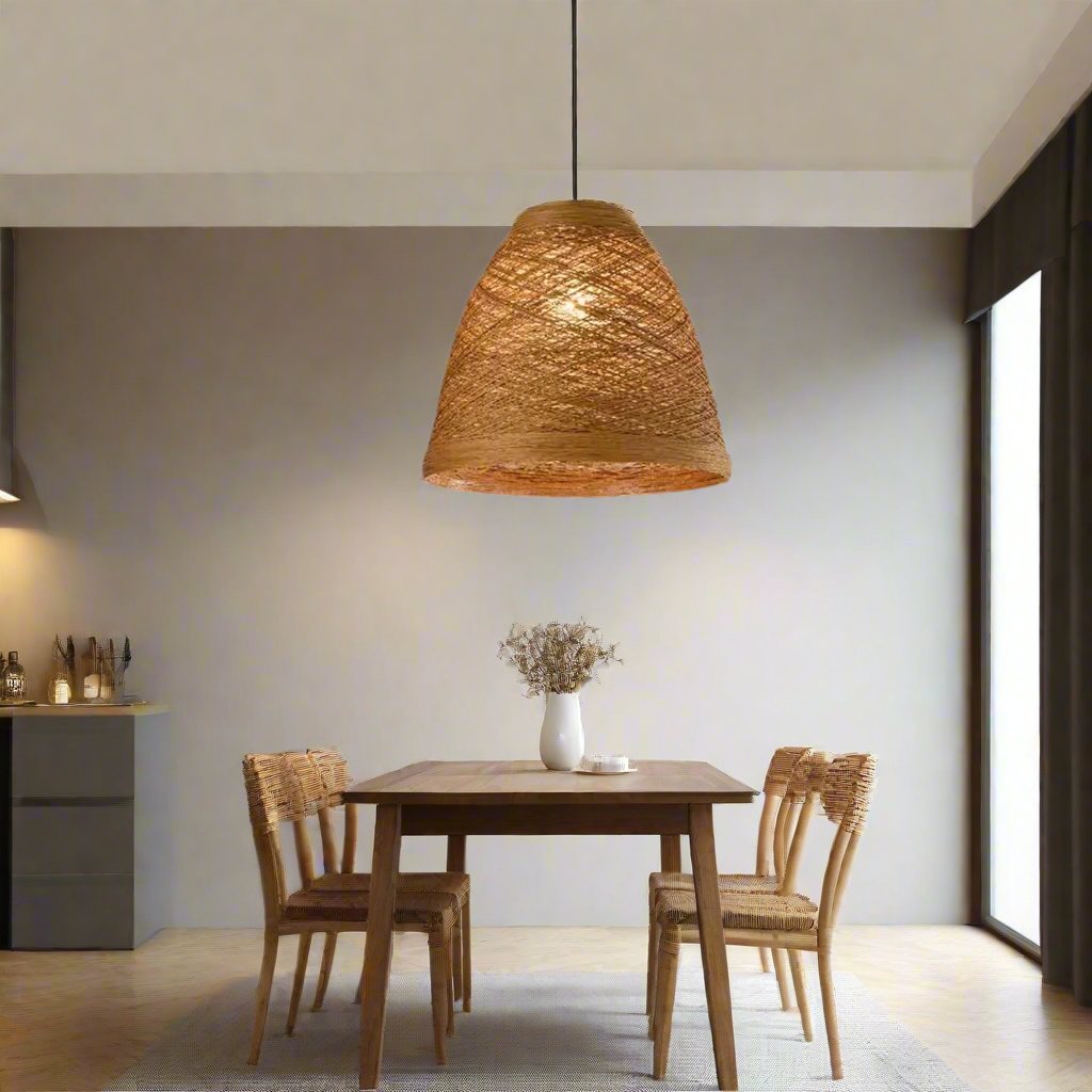 Rustic Woven Rattan Pendant Lamp