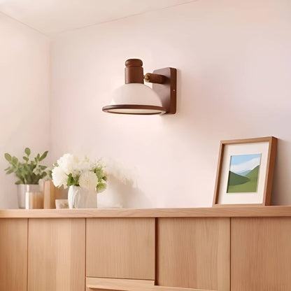 Rustic Dome Wooden Adjustable Wall Reading Light