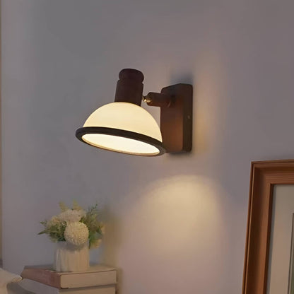 Rustic Dome Wooden Adjustable Wall Reading Light