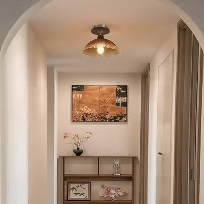 Rustic Farmhouse Wavy Glass Brown Ceiling Lamp