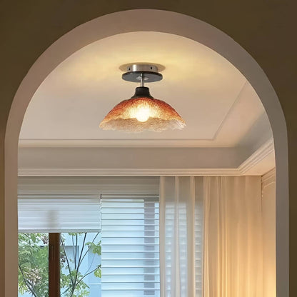 Rustic Farmhouse Wavy Glass Brown Ceiling Lamp