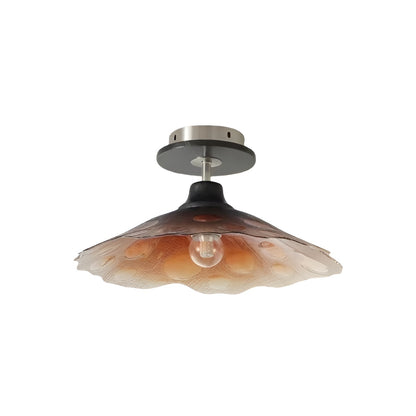 Rustic Farmhouse Wavy Glass Brown Ceiling Lamp