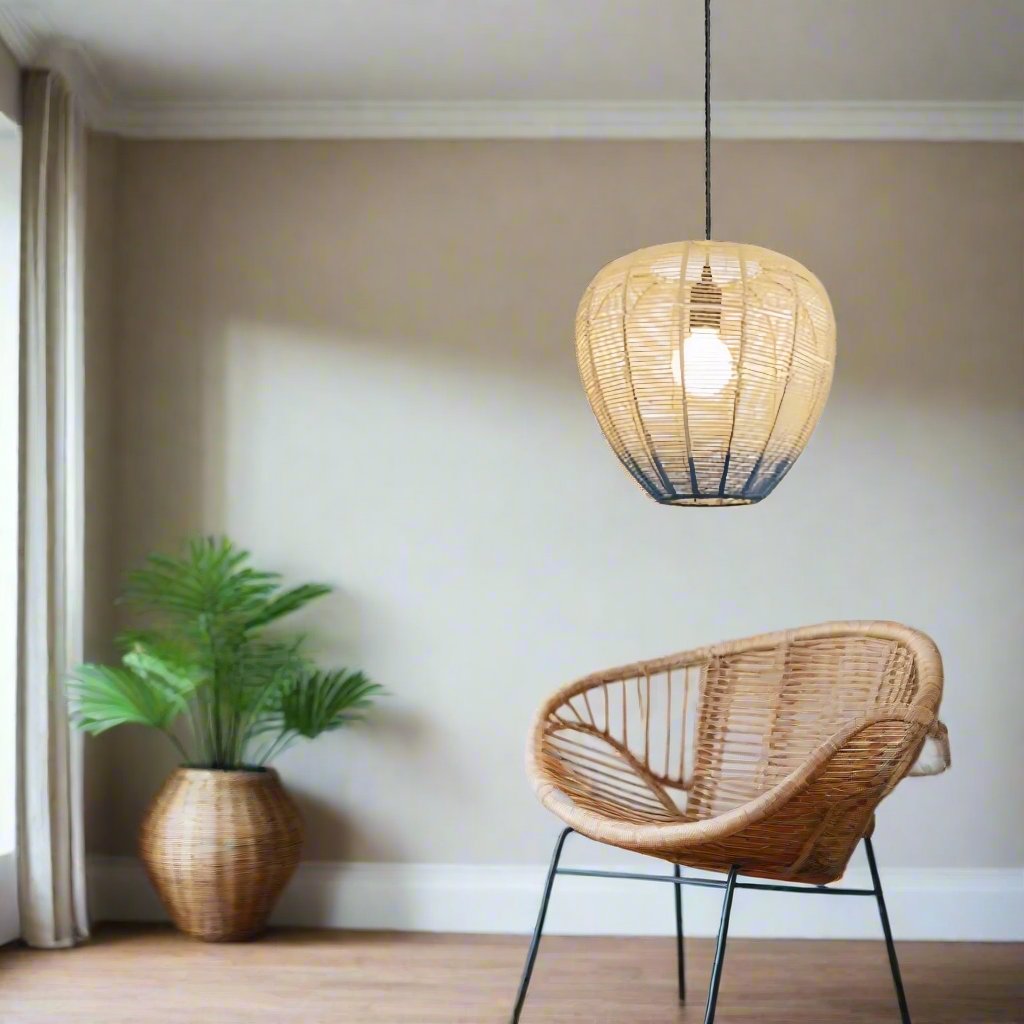 Rustic Style Wicker Rattan Pendant Light