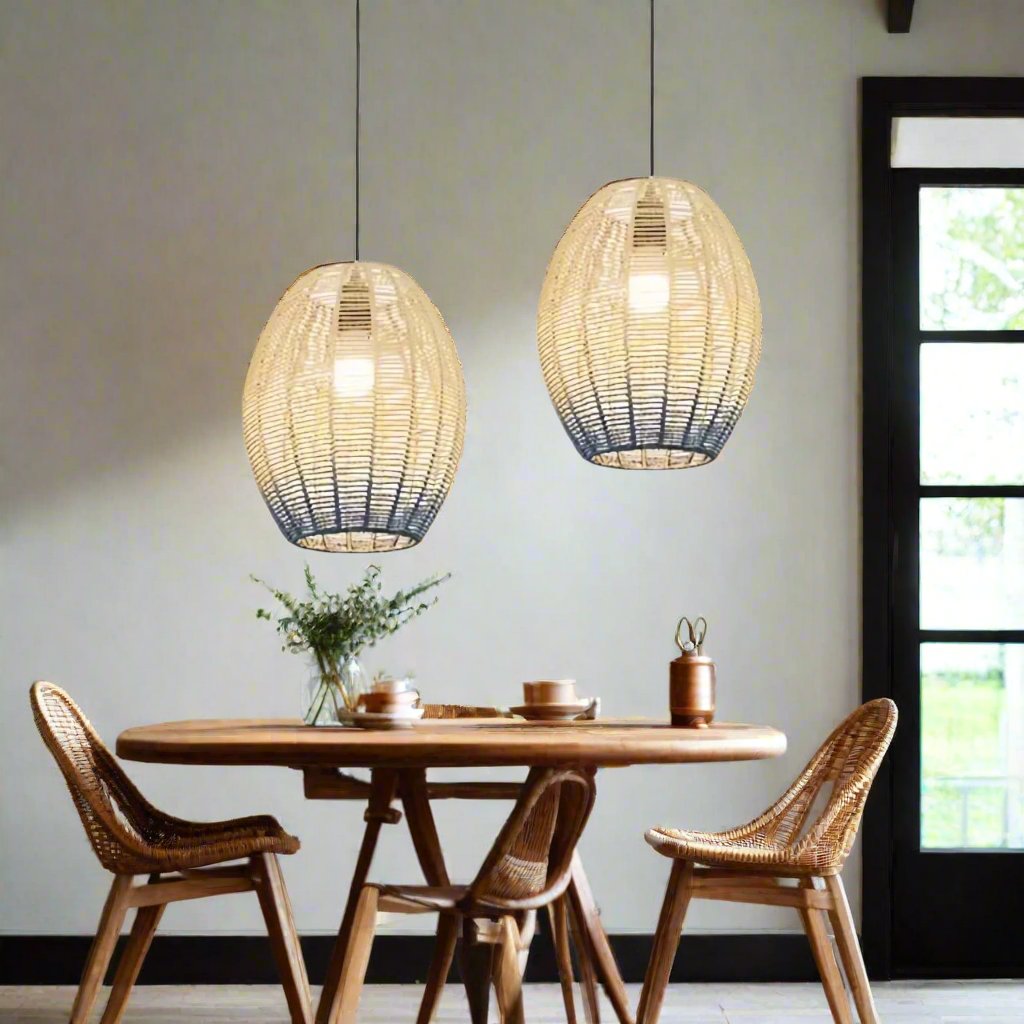 Rustic Style Wicker Rattan Pendant Light