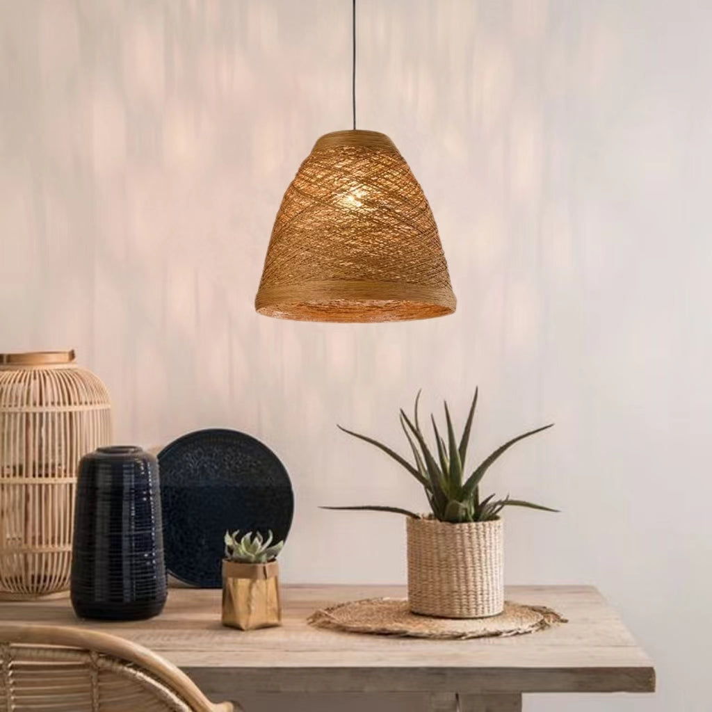 Rustic Woven Rattan Pendant Lamp