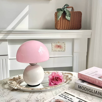 Scandi Retro Glass Mushroom Bedside Lamp