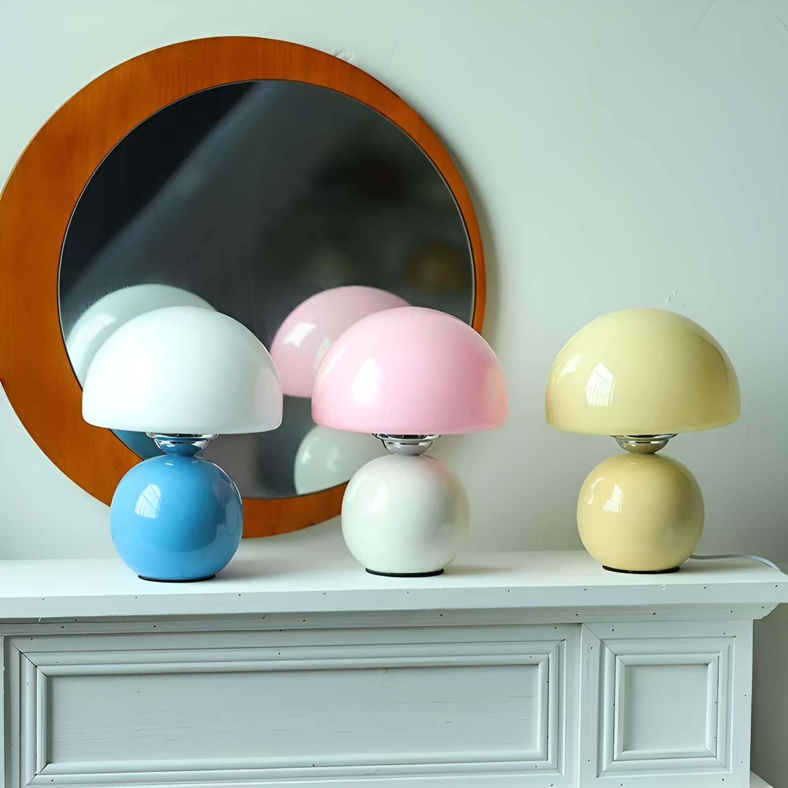 Scandi Retro Glass Mushroom Bedside Lamp