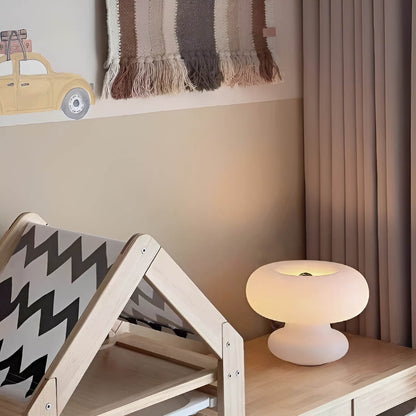 Scandinavian Glass Donut Table Lamp with White Shade