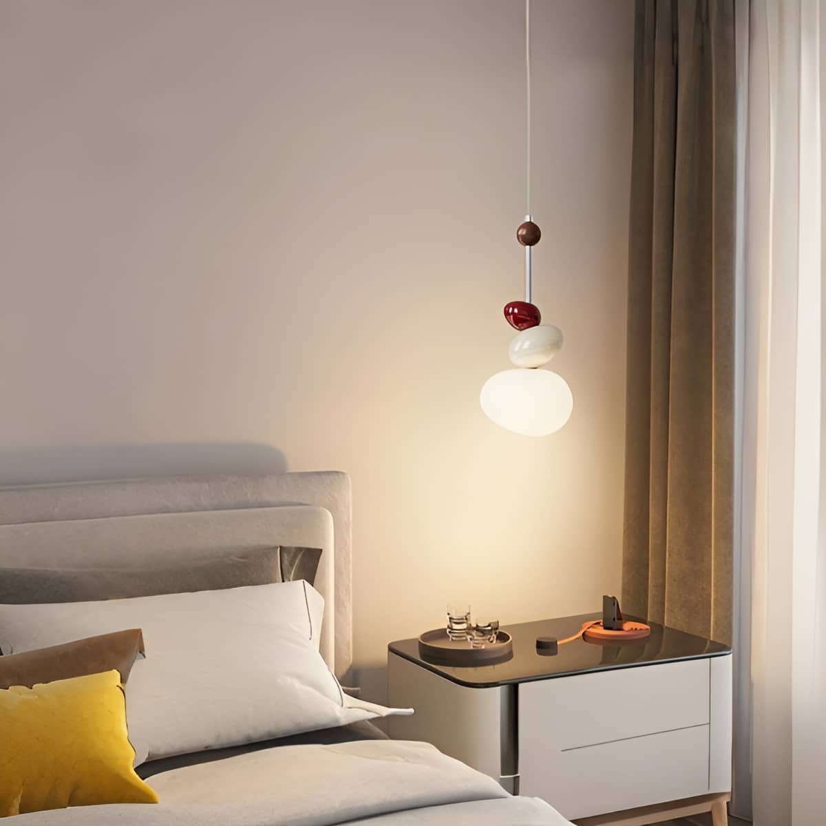 Scandinavian Pebble Stack Cream Pendant Light