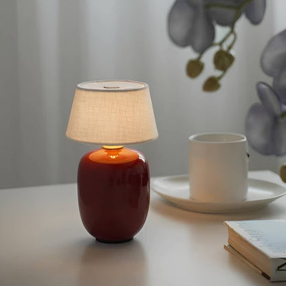 Scandinavian Small Battery Operated Table Lamp with Ceramic Base