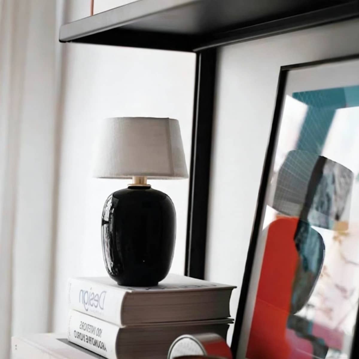 Scandinavian Small Battery Operated Table Lamp with Ceramic Base