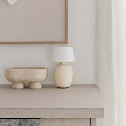 Scandinavian Small Battery Operated Table Lamp with Ceramic Base