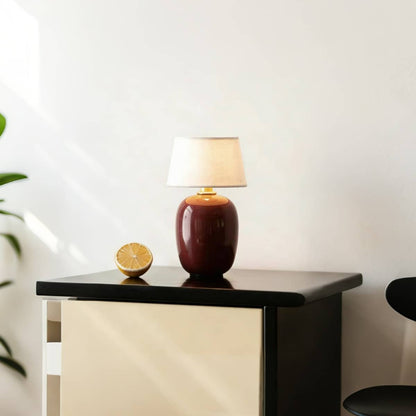 Scandinavian Small Battery Operated Table Lamp with Ceramic Base