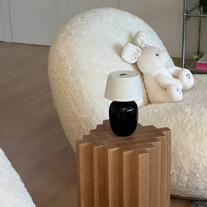 Scandinavian Small Battery Operated Table Lamp with Ceramic Base