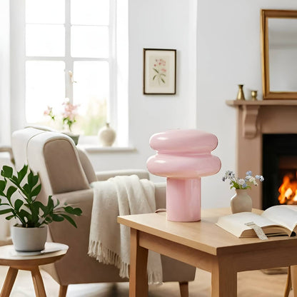 Scandinavian Puffy Glass Mushroom Table Lamp
