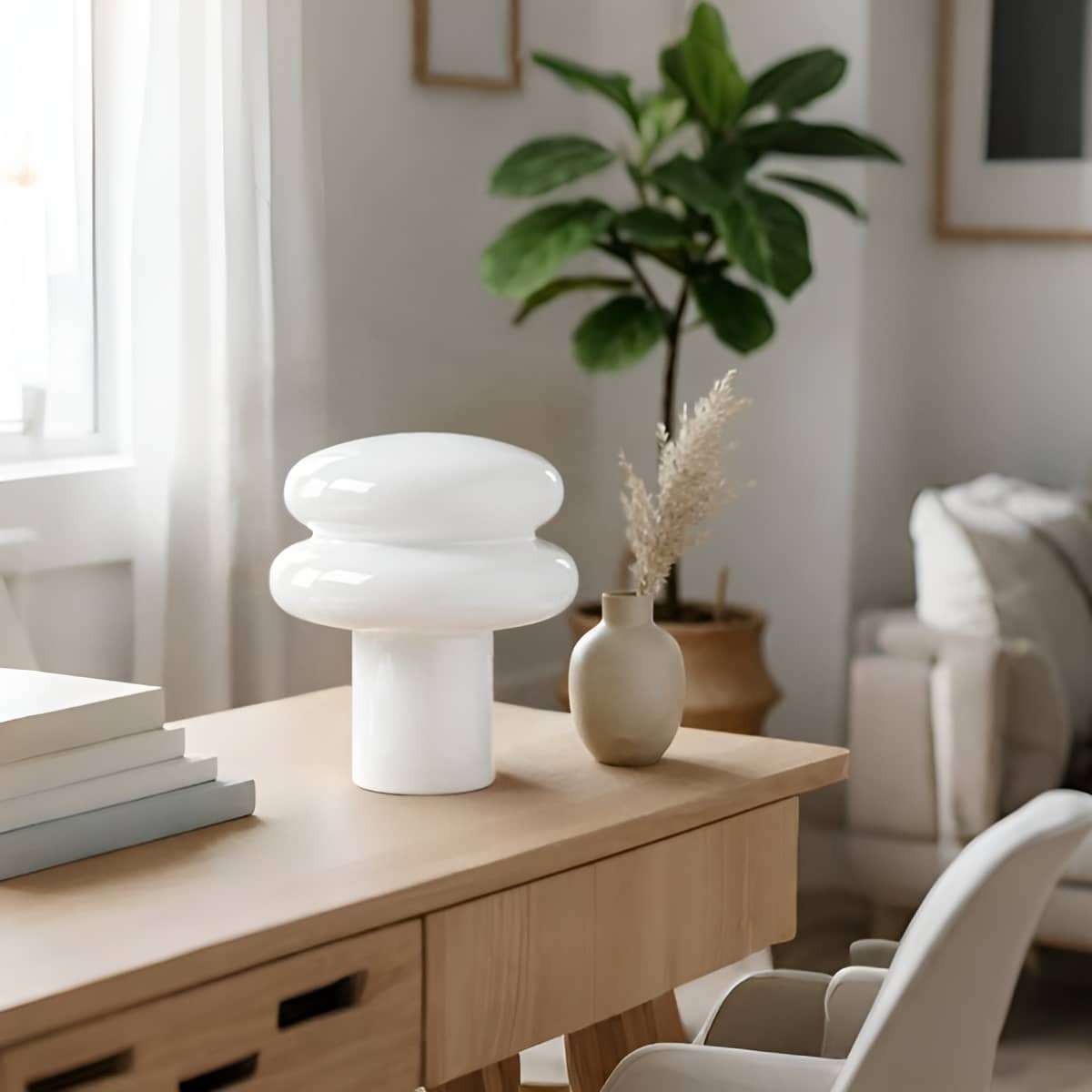 Scandinavian Puffy Glass Mushroom Table Lamp