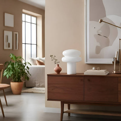 Scandinavian Puffy Glass Mushroom Table Lamp