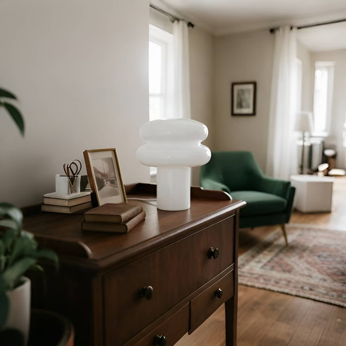 Scandinavian Puffy Glass Mushroom Table Lamp